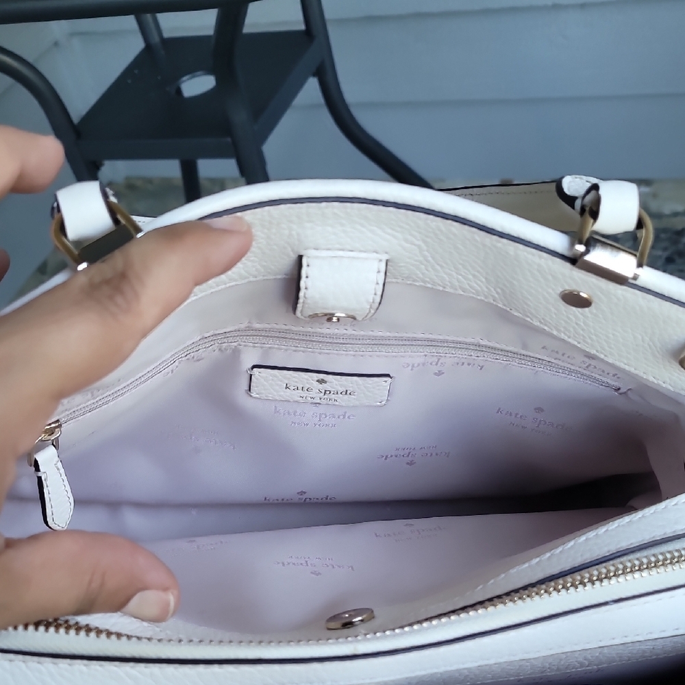 Kate Spade Cream and Tan Satchel With Gold Tone Accents - Picture 8 of 15